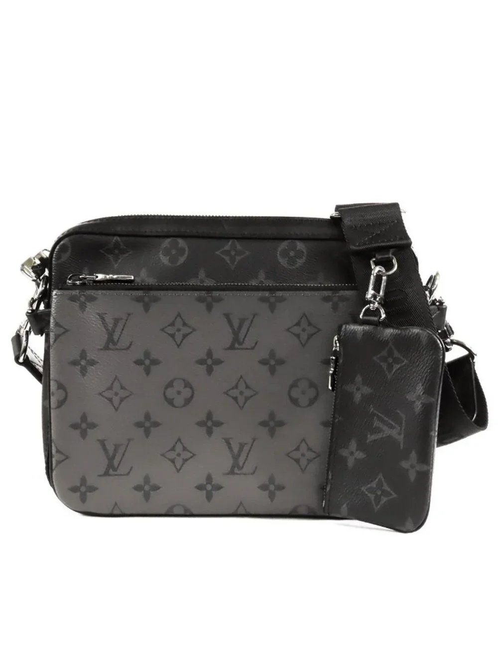 Louis Vuitton Trio Messenger Black Gray Monogram Eclipse Shoulder Bag